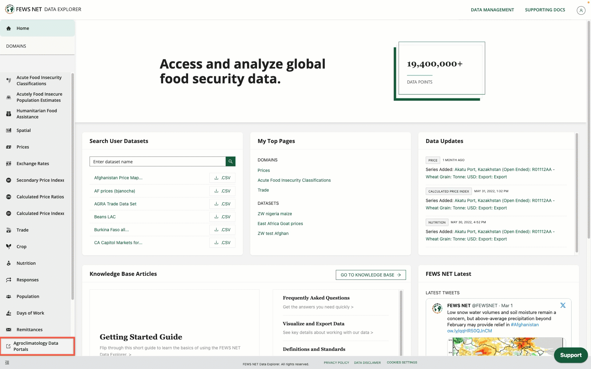 A demonstration of using the link out to the Agroclimatology Data Portals.