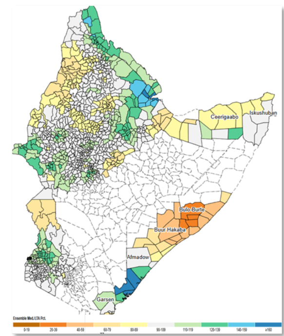 Percent of average map for the Horn of Africa. 