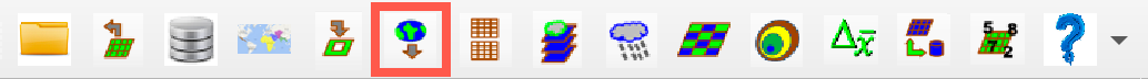 The FEWS Tools toolbar with the Download Data by Date option highlighted.