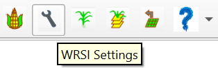 GeoWRSI toolbar with the WRSI settings icon highlighted.
