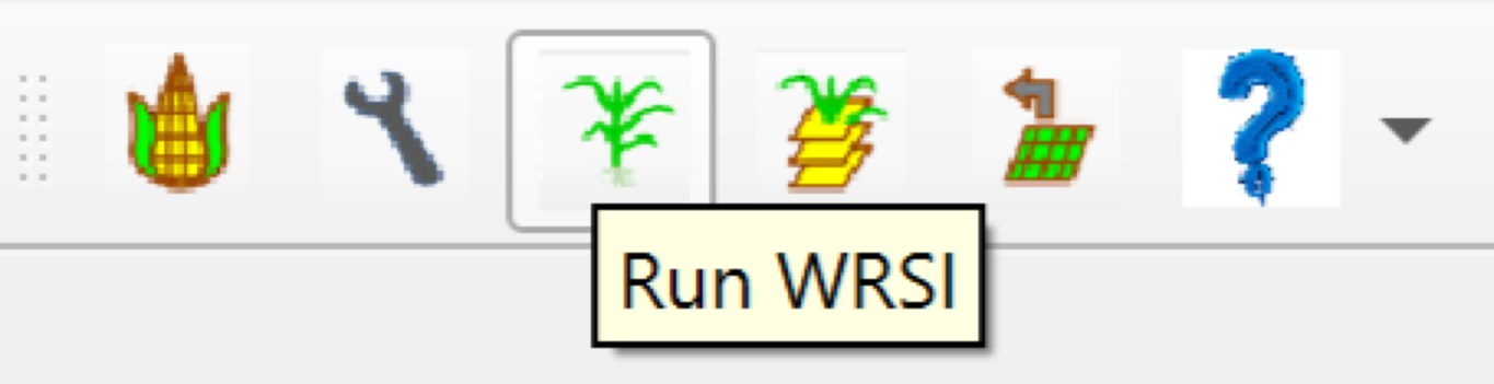 The GeoWRSI toolbar with the Run WRSI icon highlighted.