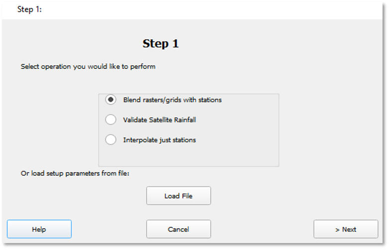 Popup screen with the Blend rasters and grids with stations option selected. 