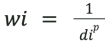 Weight power equation. w times i equals 1 over di to the p power.