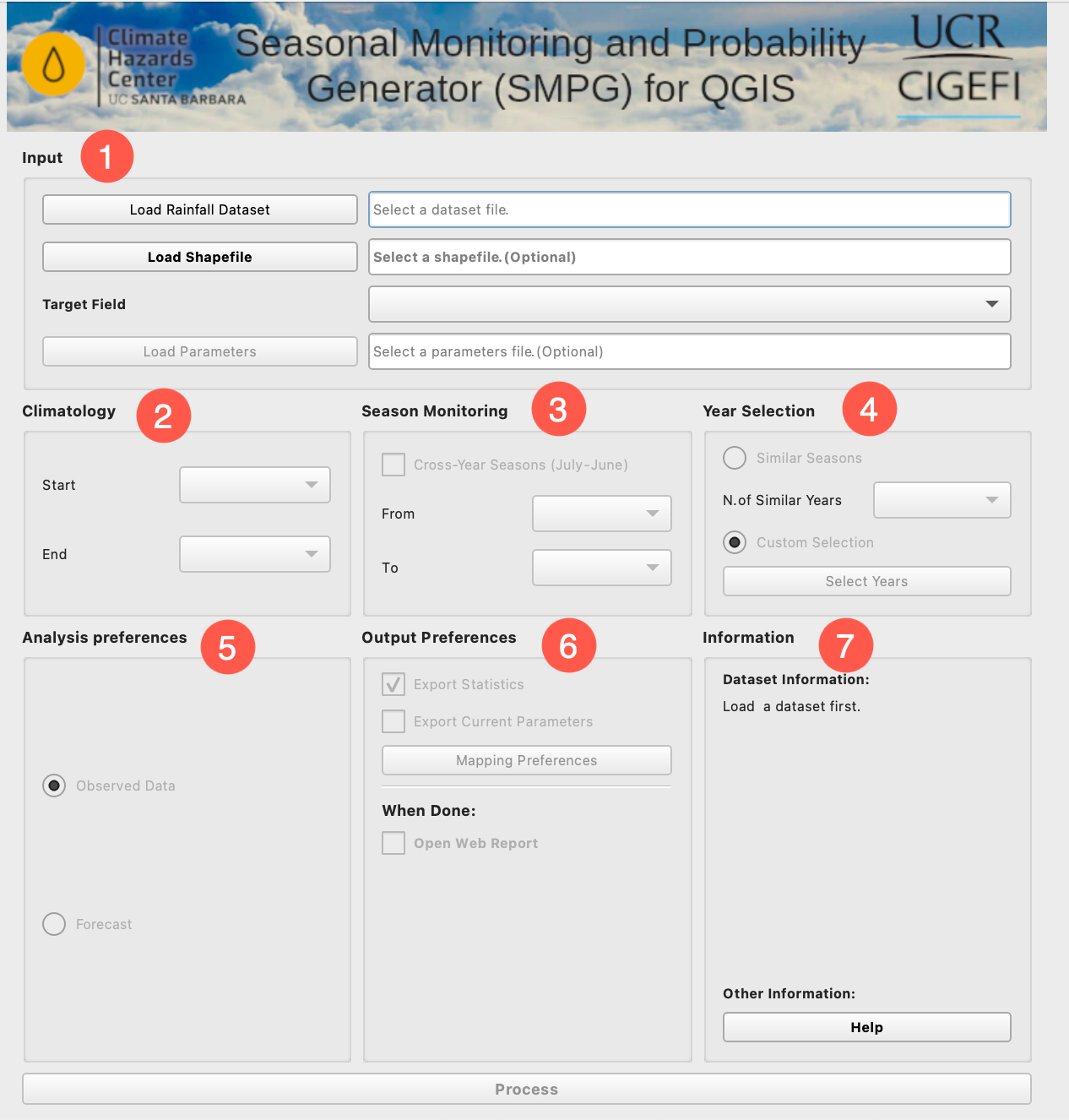 Settings are configured from the main interface as well as through popup windows. 