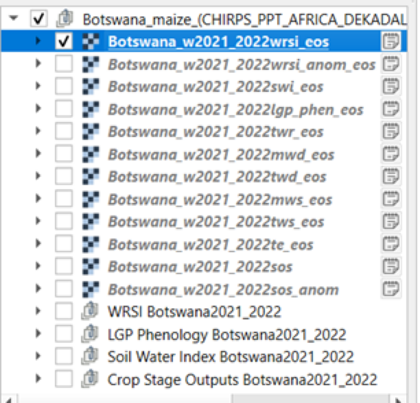 QGIS layers panel. Each option in the list has a checkbox next to it. 2 checkboxes are selected.